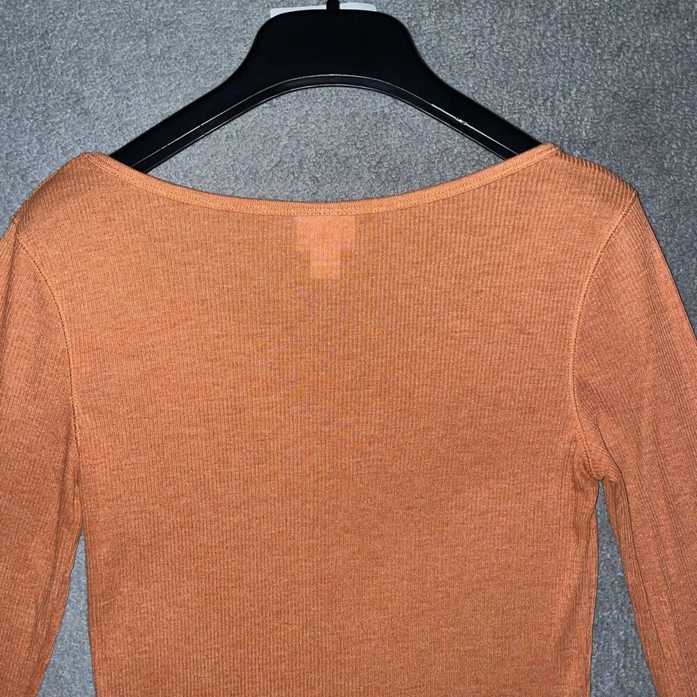 Mossimo Supply Co Ribbed Long Sleeve Scoop Neck Knit Top Size S Small Orange - Picture 10 of 10